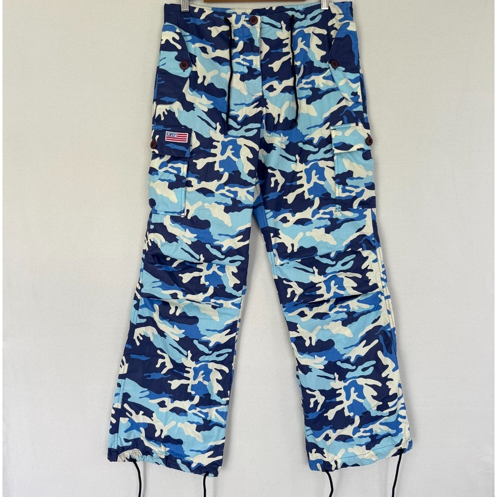Vintage UFO Pants Men's Medium Camouflage Parachute Baggy Camo Cargo Rave Vtg